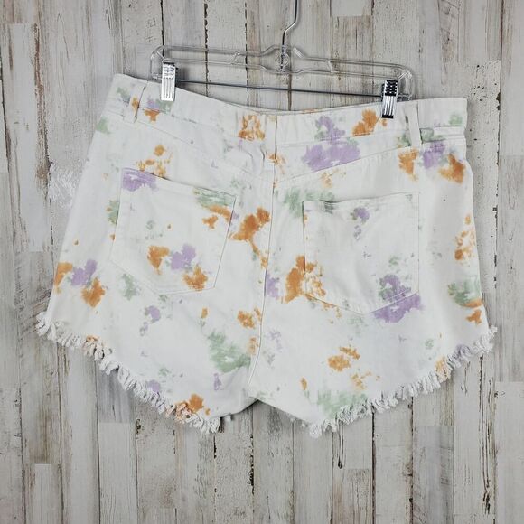 Wild Fable Highest Rise Denim Shorts White Tie Dye Size 18 - Picture 2 of 10